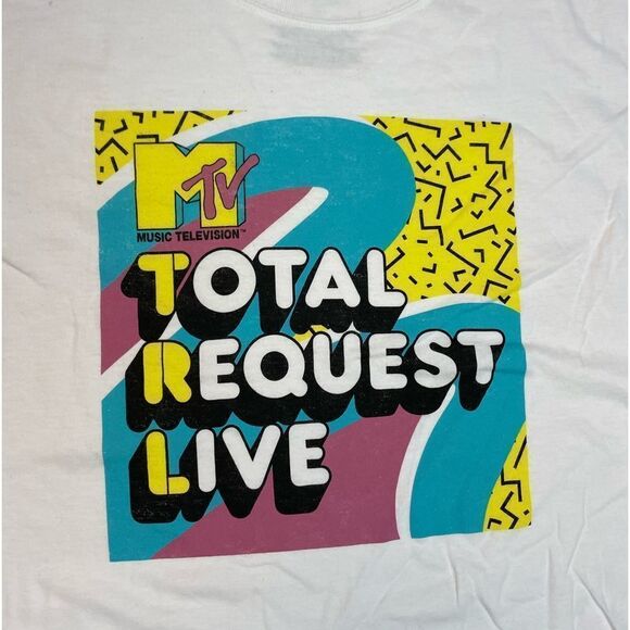 MTV Total Request Live TV Show Graphic T-shirt Men XL White Logo Music NWT - Picture 2 of 5